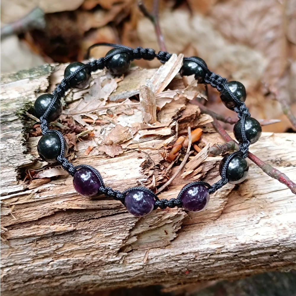 Amethyst Armband in Kombination mit Schungit