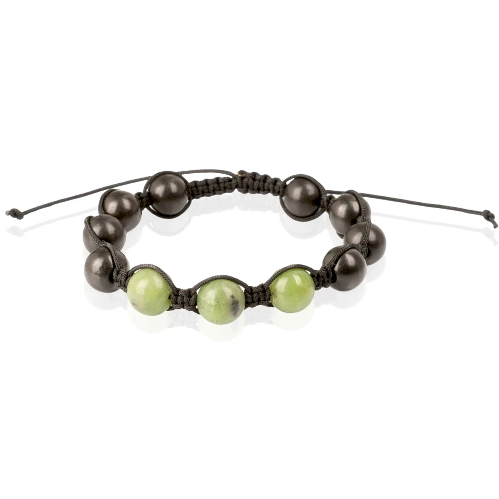 Geflochtenes Armband Schungit mit Jade