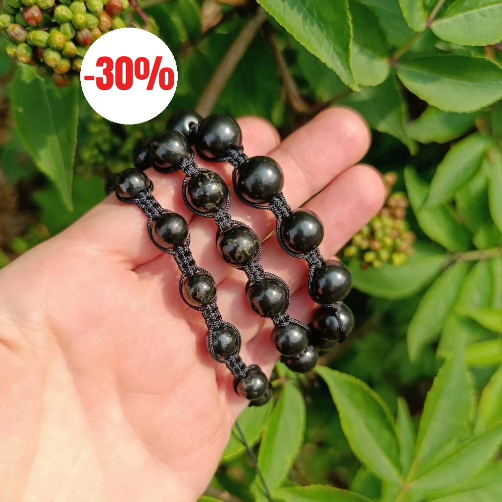 Schungit-Shamballa-Armbänder, verschiedene Varianten