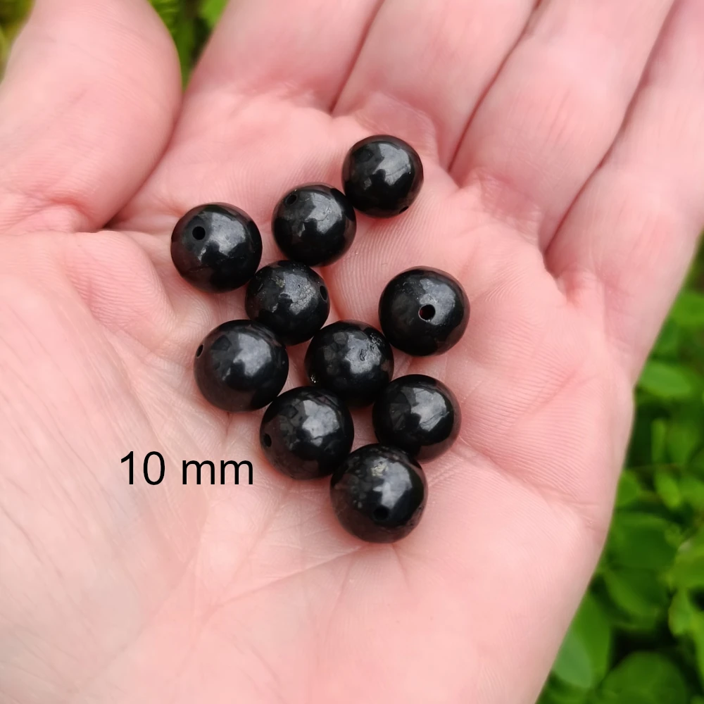 Schungit-Perle 10 mm, runde polierte Kugel