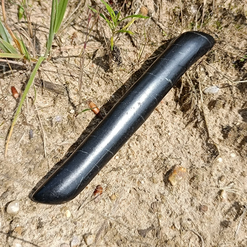 Schungit-Massagestift-Tool, schlank, poliert