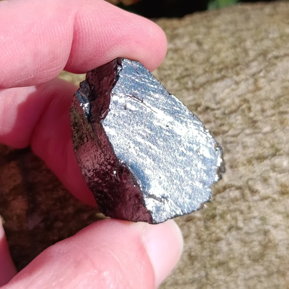 Edelschungite in einer Hand