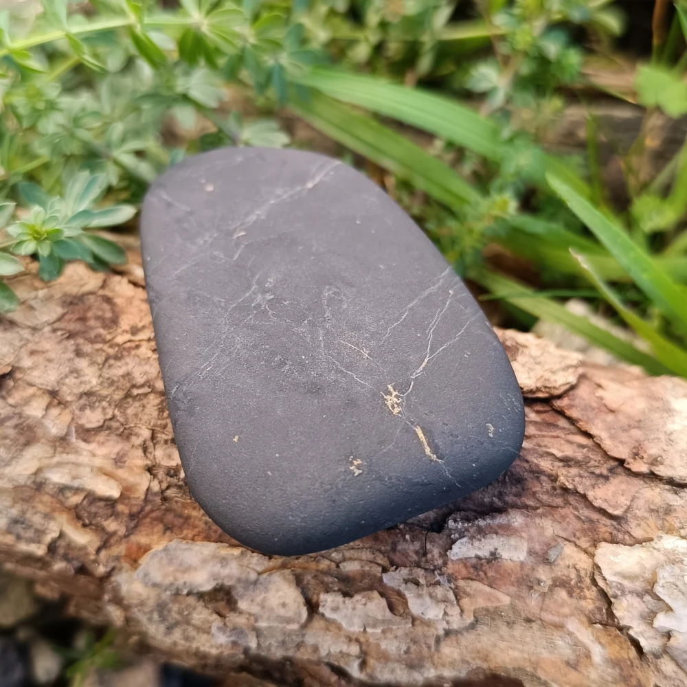 Handstein aus Schungit in ovaler Form