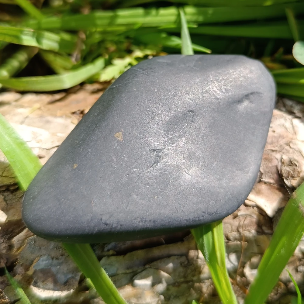 Handstein aus Schungit in ovaler Form