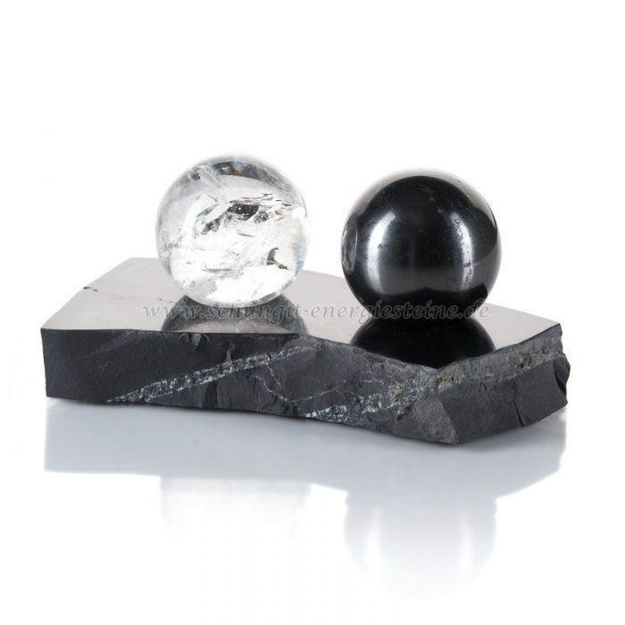 Bergkristall und Schungit-Kugeln 3,5 cm