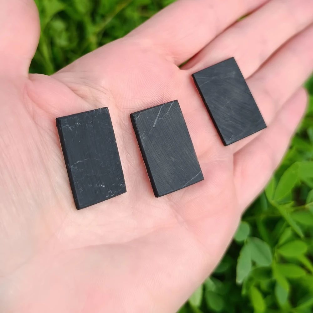 Schungit-Handyplatte, dünn, rechteckig, matt