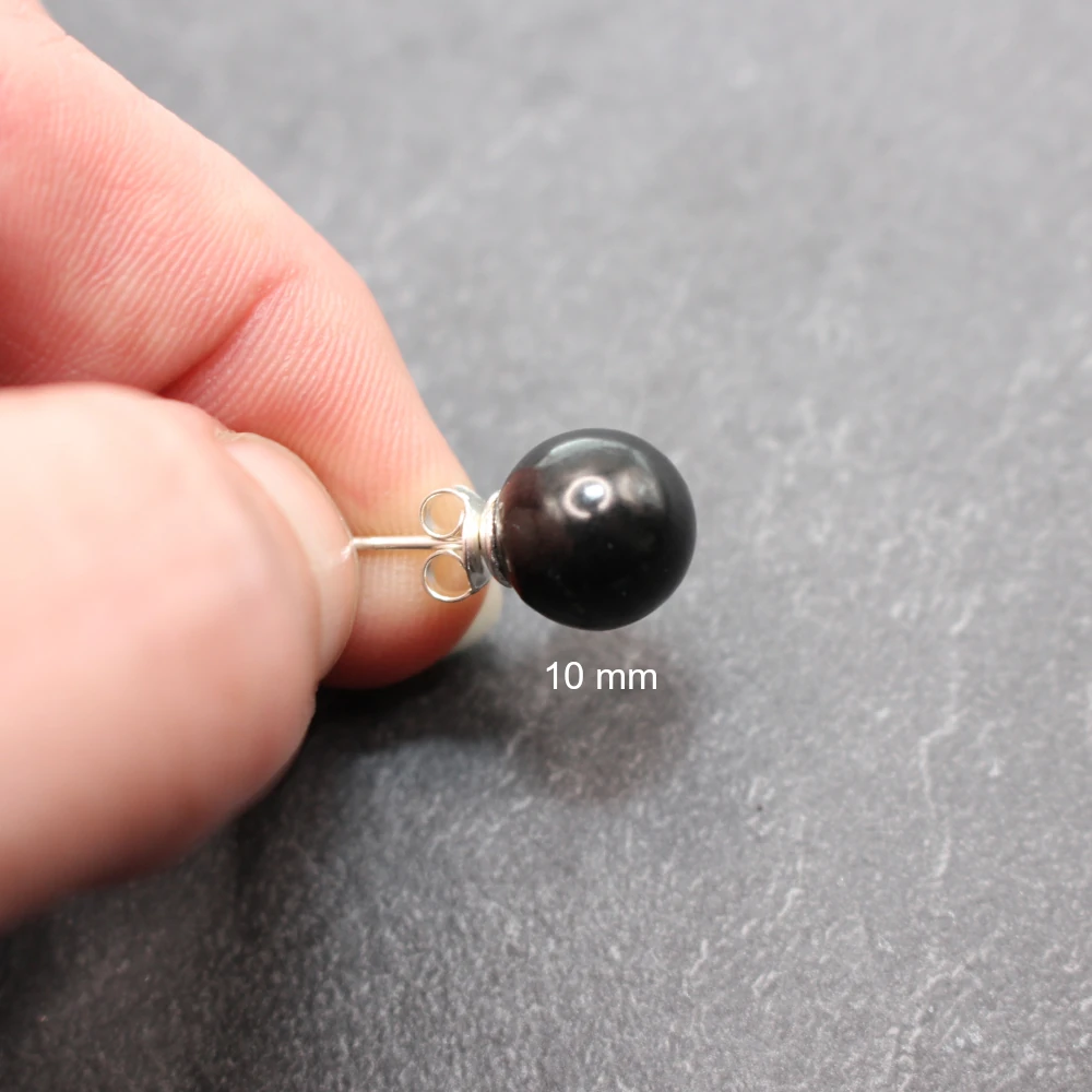 Schungit-Ohrstecker Zehn Millileter Perle